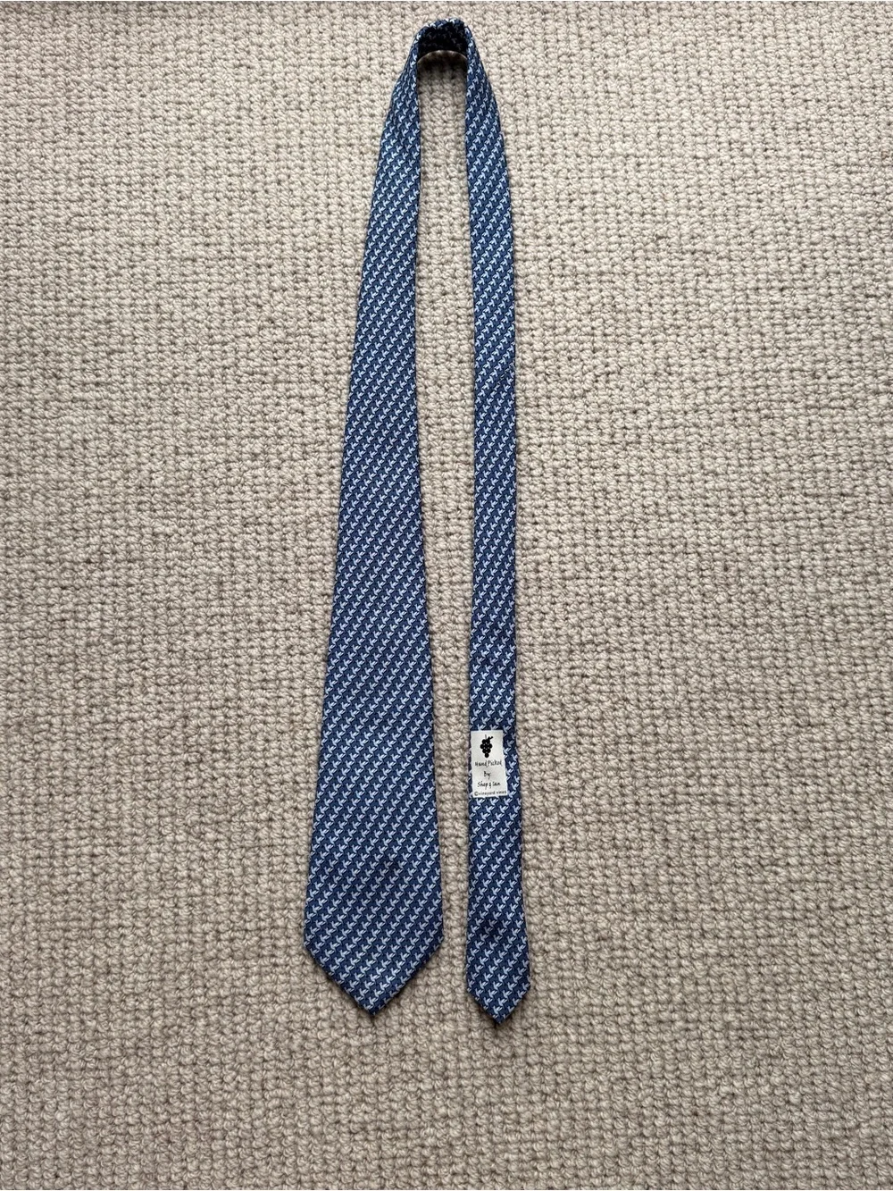 Teen Vineyard Vines Blue Tie with Light Blue Hummingbird Pattern